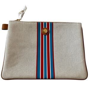 Paravel Cabana Pouch Travel Clutch Large Paloma Striped Zip Top Canvas Italy NEW